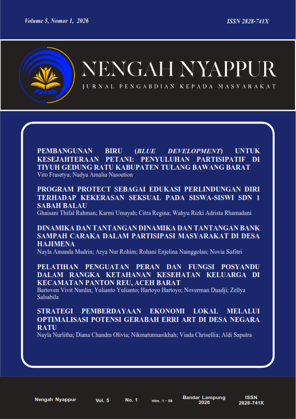 					View Vol. 5 No. 1 (2026): Jurnal Nengah Nyappur: Jurnal Pengabdian Kepada Masyarakat
				